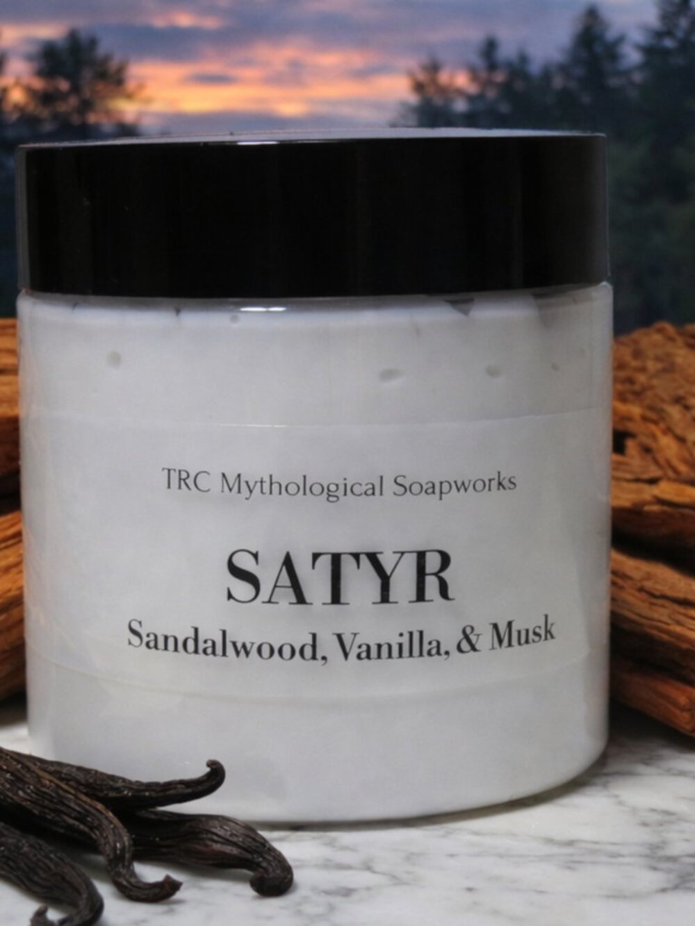 SATYR Sandalwood, Vanilla, & Musk Men's Body Cream. Artisan Handmade Lotion.